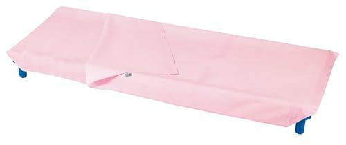 Andy & Helen - Sacco lenzuolo (sopra+sotto) per brandina asilo con angoli elasticizzati per una totale aderenza. Misure standard 65x140 cm in 100% cotone, Rosa