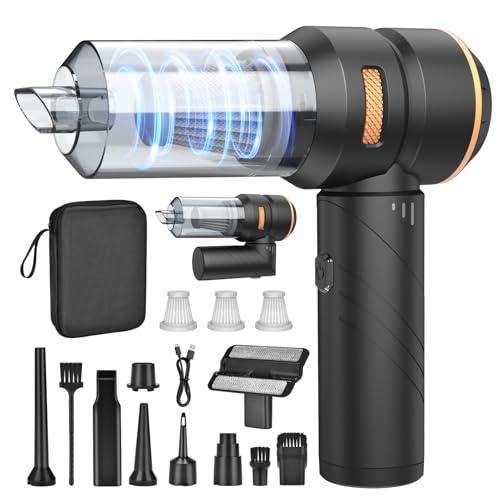 Fwiull Aspirapolvere per auto, 18000PA Aspirapolvere Portatile, 200000 U/min & Regolazione a 3 Velocità Aspirapolvere Portatile Senza Fili, Aspirapolvere per Auto pieghevole per Ufficio, Auto, Cucina