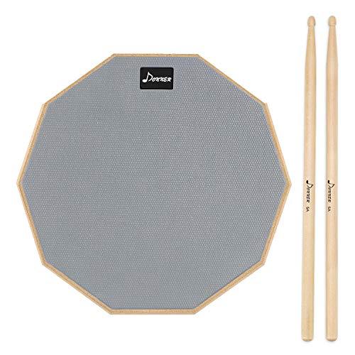 Donner Practice Pad Drum - Pad con bacchette per batteria, 20,32 cm, 8”, colore grigio