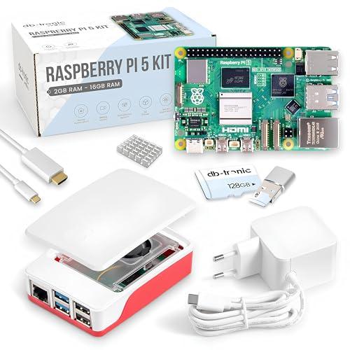 Raspberry Pi 5 8 GB Starter Kit | Alimentatore Ufficiale USB-C 27 W | Alloggiamento Ufficiale con Ventola | Scheda di memoria da 128 GB | Lettore di schede USB | Cavo Micro HDMI