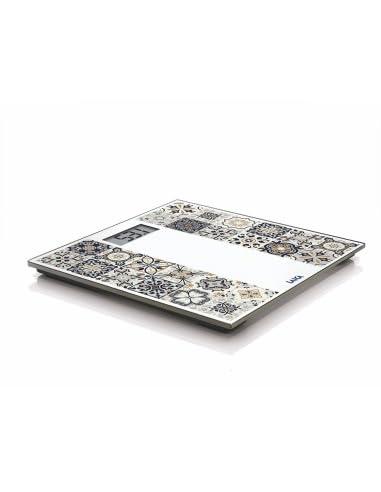LAICA Bilancia Elettronica Ricaricabile, Mediterranean Breeze, Design iIpirato dalle Maioliche-Ricarica USB, Vetro Temperato, Ampio Display LCD, Design Sottile, Bilancia Pesapersone-Max 180 kg-Marrone