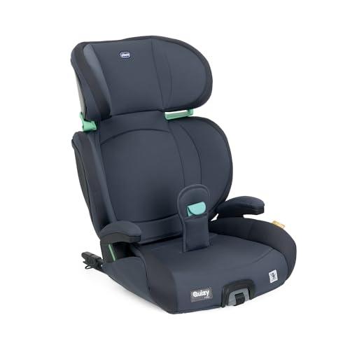 Chicco Quizy i-Size, Seggiolino Auto 3-12 Anni (100-150 cm), Peso 15-36 kg, Con Sistema Isofix, Reclinabile, Regolabile in Altezza, con Braccioli Imbottiti e Seduta Confortevole, Gruppo 2/3, Blu