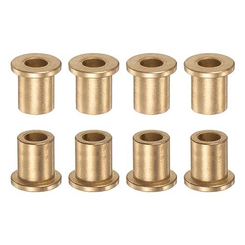 QUARKZMAN 8pz Flangia Cuscinetto Manicotto 10mm Alesaggio x 16mm OD x 20mm Lunghezza x 3mm Flangia Spessore, Bronzo Boccola Autolubrificante Boccole Manicotto per Attrezzature Industriali