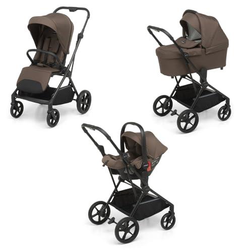 Foppapedretti Spritz I-Size, Sistema Modulare Combinato per Bambini, Navicella Passeggino e Seggiolino auto I-Size, Cacao