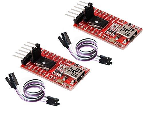 TECNOIOT 2pcs FTDI FT232RL USB to TTL Serial Converter Adapter Module 5V and 3.3V + Cable