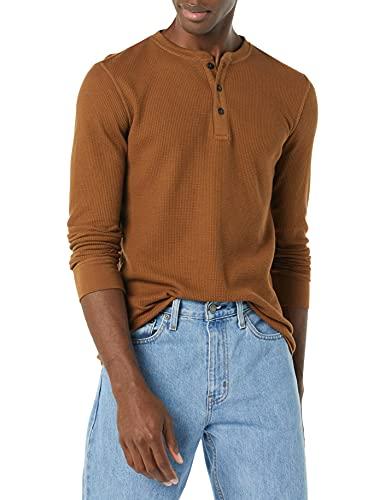 Amazon Essentials Felpa con Collo Serafino a Nido D’Ape a Maniche Lunghe Slim Uomo, Marrone Chiaro, M