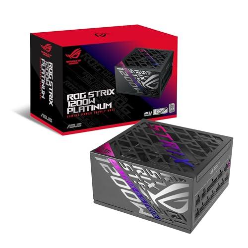 ASUS ROG Strix 1200P Gaming, Alimentatore Modulare per PC, 1200W di Potenza, PCle Gen 5.1, ATX 3.1, 80+ Platinum, Cybenetics Lambda A, Doppio Cuscinetto a Sfera, Nero, ROG-STRIX-1200P-GAMING