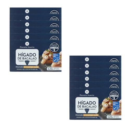 Confezione da 12 fegato di merluzzo nel proprio olio Planeta Huerto Bonsái 120 g