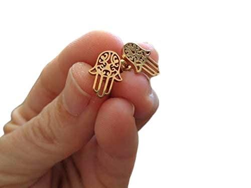 SPINA IN ACCIAIO INOSSIDABILE ORO A MANO orecchini color oro, mano di Fatima, hamsa, antiallergico, spina