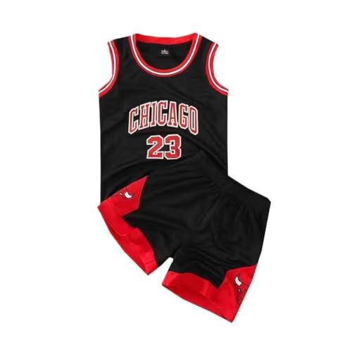FASIOHDIO Maglia da Basket E Pantaloncini, Maglia per Ragazzi, Sessioni di Allenamento da Basket 2er Sessioni Senza Maniche E Pantaloni, Abbigliamento da Basket Bambini (Black, 10-12 Anni/XL, Red)