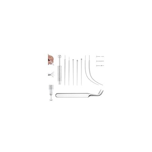 LOLIAS 16G 18G Ear Piercing Taper Piercing Aghi Piercing cono Palla Grabber Strumento per cambiare gioielli acciaio inox Threadless Inserimento Pin Filo Body Piercing Kit orecchio Naso Labbro Pancia