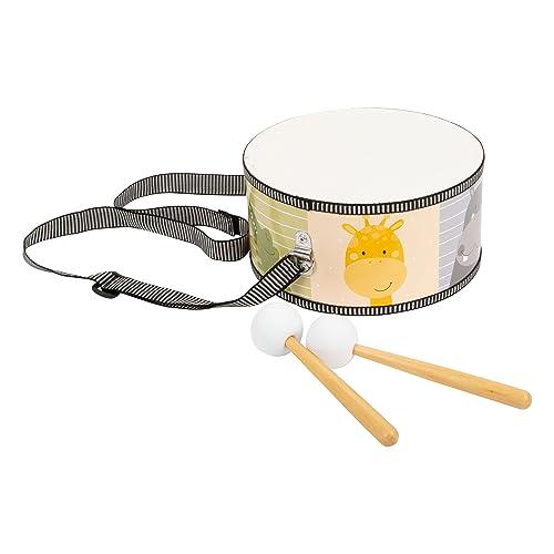 small foot Tamburo selvaggio colorato con animali e bacchette in legno, per bambini dai 3 anni in su, 11952