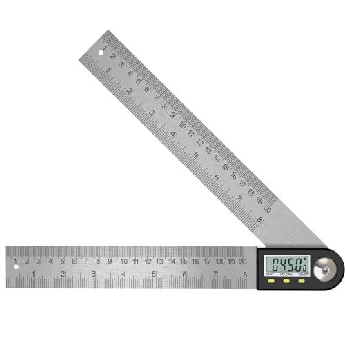 Righello Angolare Digitale Display LCD Goniometro 360 Gradi Rilevatore Angolo Acciaio Inossidabile con Funzione di Bloccaggio per Falegnami Ingegneria Legno,400mm