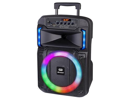 Trevi XF 370 KB Speaker Wireless 25W, Altoparlante Portatile con Trolley e Microfono Dinamico per Karaoke, Connessione Audio Wireless, USB, Micro SD, Batteria al Litio Integrata