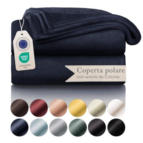 Blumtal Coperta in pile, 150 x 200, plaid blu scuro, certificato Oeko-TEX®, plaid per divano, plaid coccooning, coperta in pile spessa, soffice e calda, di alta qualità