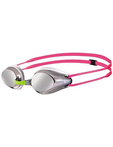 ARENA Tracks Junior Mirror Occhialini Nuoto da Gara Anti-Appannamento per Bambini, Multicolore (Silver/White/Fuchsia), 6-12 Anni