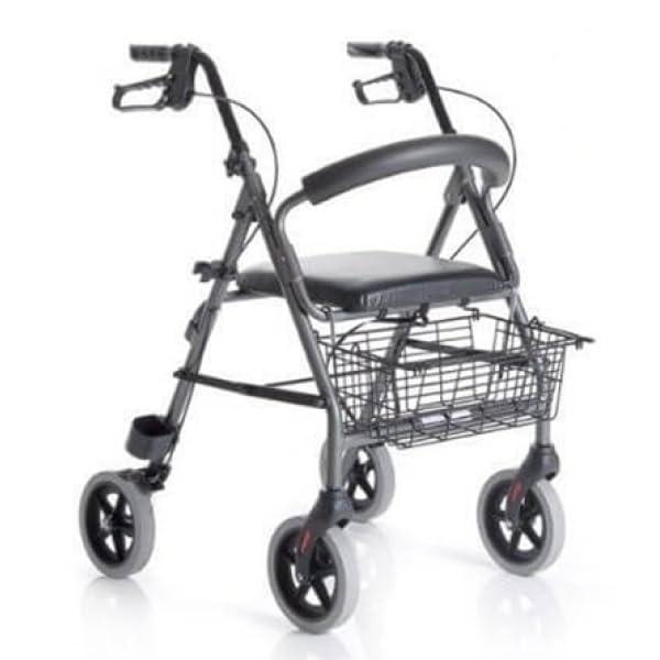 Salute Solare Deambulatore Rollator per anziani, Alluminio, Leggero, Freni manuali e bloccabili, Girello con seduta e 4 ruote, Deambulatore pieghevole, Girello anziani