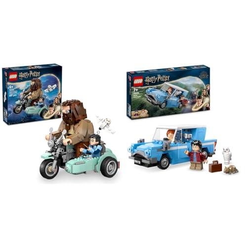 LEGO Harry Potter Moto di Hagrid e Harry + Auto Ford Anglia Volante Regalo di Compleanno per Fan del Mondo Magico 76443 + 76424