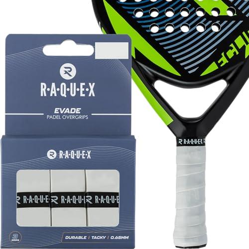 Nastro overgrip per racchette da padel Raquex Evade, Pro Bianco, confezione da 3 nastri overgrip, spessore 0,65mm, assorbente, leggermente appiccicoso e antiscivolo per racchette da padel o pickleball