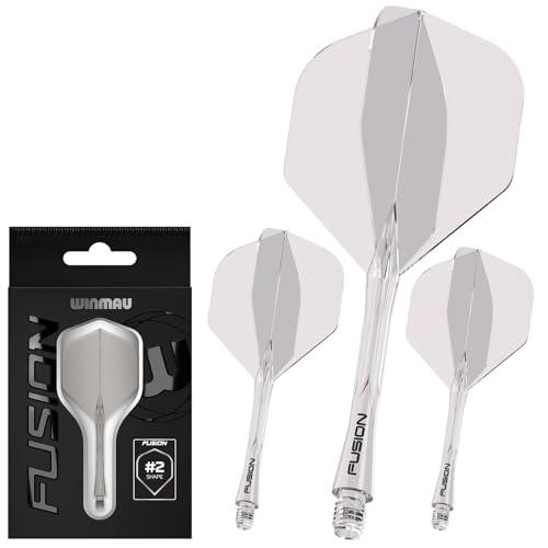 WINMAU Freccette Fusion Sistema Integrato di Volo e Albero - No.2 Forma e Design - Trasparente, Lunghezza Intermedia