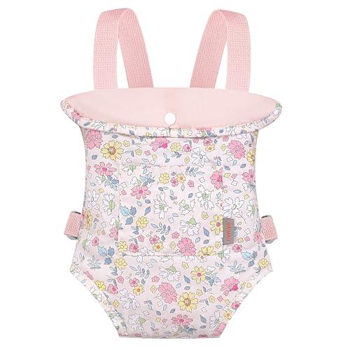 GAGAKU Marsupio per bambola per bambini, croce, accessori, culla, borsa culla – rosa – fiori Dianthus