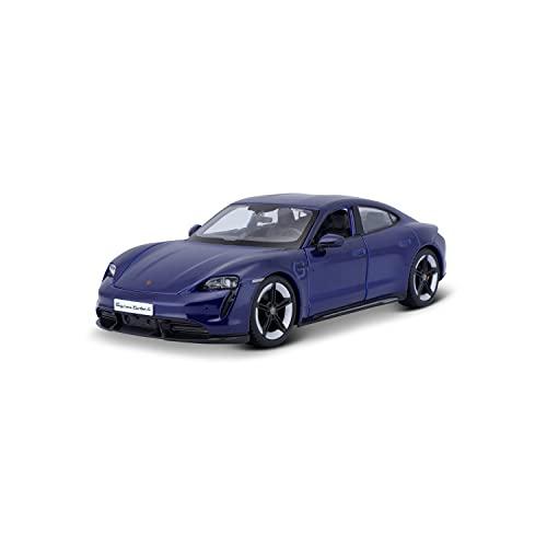 Bburago -18-21098B Porsche Taycan Turbo S in Blu Scala 1/24 (18-21098B), Unisex, Bambini, Colore