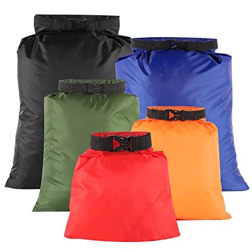 Lanjue Lotto di 5 sacchetti impermeabili, sacchetti impermeabili, per attività all'aria aperta, 1,5 L, 2,5 L, 3,5 L, 4,5 L + 6 L, multicolore