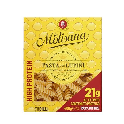 La Molisana, Fusilli con Lupini, Pasta Proteica con Farina di Lupini e Semola di Grano Duro Italiano - Trafilata al Bronzo, Ricca di Proteine Vegetali e Fibre, Tenace e Gustosa - Confezione da 400g