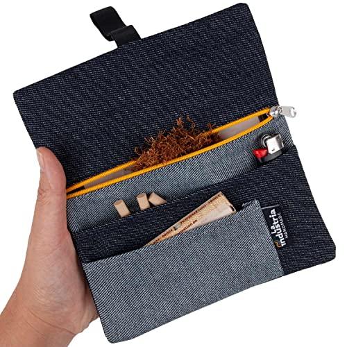 Portatabacco in Tessuto Jeans Denim - Astuccio Porta Tabacco Cartine Filtri, e accendino