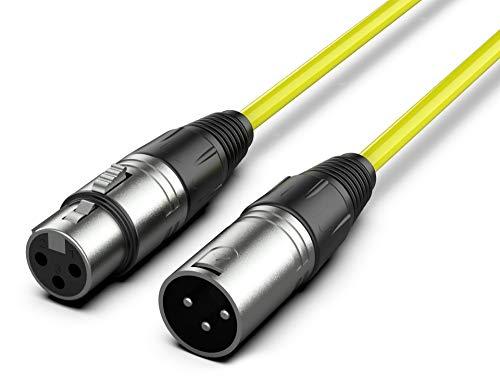 Audibax Silver Cavo XLR Maschio a XLR Femmina - Lunghezza 10 Metri - Connettori OFC ad Alta Trasmissione del Segnale - Rivestito in PVC - Isolamento Massimo - Diametro 6 mm - Colore Giallo