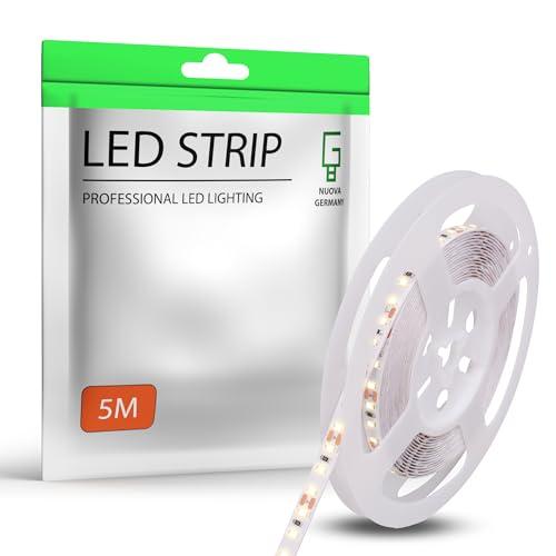 NUOVA GERMANY 5 Metri Striscia LED Bianco Caldo 3000K SMD2835 120LED/m, 24V Dimmerabile Alta Luminosità, 14W/M, 70W, 6500Lumen Totali, Luce Nastro Luminoso, IP20 (5M Calda 3000K)