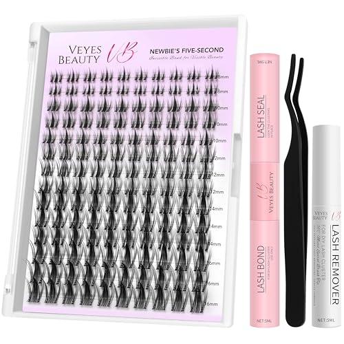 VEYESBEAUTY Ciglia Finte Kit Laminazione Ciglia Kit Newbie's Five-Second Extension Ciglia Finte Ciuffetti Kit Lash Extension Kit Con Bond e Dispositivo Di Rimozione (Manga, 8-18mm)