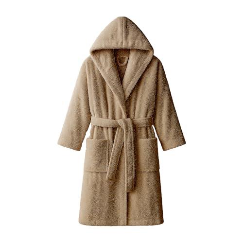 Dorian Home - Accappatoio Uomo e Donna in Spugna con Cappuccio, Tasche, Cintura a Passanti e Gancio in Cotone 100% di Alta Qualità, Durevole e Resistente, Morbido, Assorbente e Lavabile in Lavatrice