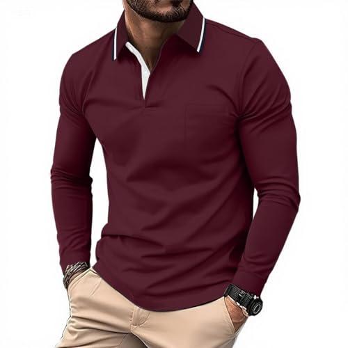 SwissWell Polo Uomo Manica Lunga Golf T-Shirt con Taschino Traspirante e Leggera