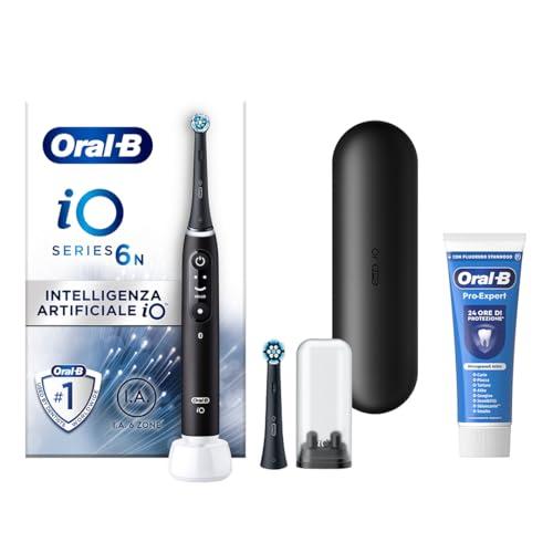 Oral-B Spazzolino Elettrico Ricaricabile iO 6N Nero, 1 Spazzolino Elettrico, 2 Testine Di Ricambio, Custodia Da Viaggio + 1 Dentifricio Oral-B Pro Expert, Pulizia Denti Efficace