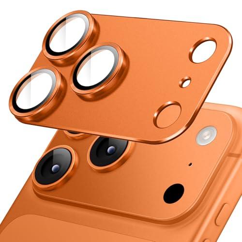 JETech Pellicola Fotocamera per iPhone 17 Pro Max 6,9 Pollici, Copertura Totale 9H Vetro Temperato Anello Cover, Piastra in Metallo Opaco, Compatibile con Cover, Pacco da 1 (Arancione)