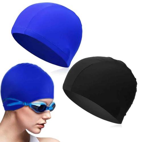 NIANOPKM 2 Pezzi Cuffia Nuoto Elastica, Comoda Cuffia da Nuoto in Tessuto Mantiene I Capelli Puliti, Traspirante, Adatta a Uomini, Donne e Bambini
