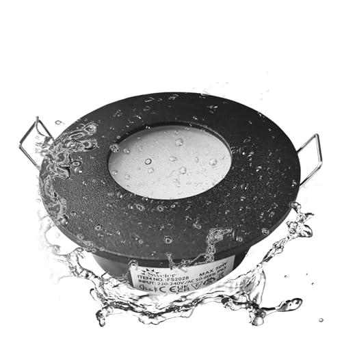 Sweier Faretti da incasso impermeabili GU10, IP65, LED da bagno, lampadina non inclusa, faretti rotondi da incasso per doccia a soffitto, ritaglio, 68 mm, confezione da 1