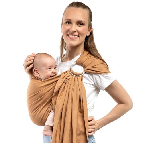 Boba Fascia ad Anelli Porta Bebè da Neonato a Bambino — Porta bebè leggero e traspirante, porta bebè salutare per le anche, fascia porta bebè per il trasporto frontale e laterale, 3,6-15,8 kg (Rye)