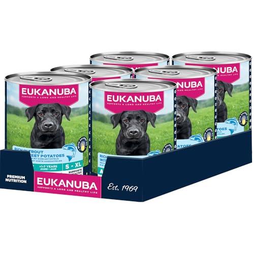 EUKANUBA Cibo umido per cani con trota e patate dolci, Alimento umido premium senza cereali per cani adulti, 6 barattoli da 400 g