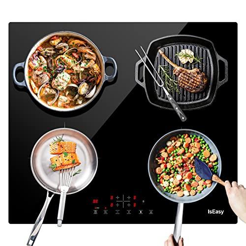 Piastra a induzione, piastra di cottura a induzione elettrica – (6800 W, Autarkic, 4 fuochi, 60 cm, da incasso, Touch, Timer, Vetroceramica) – 4 zone New