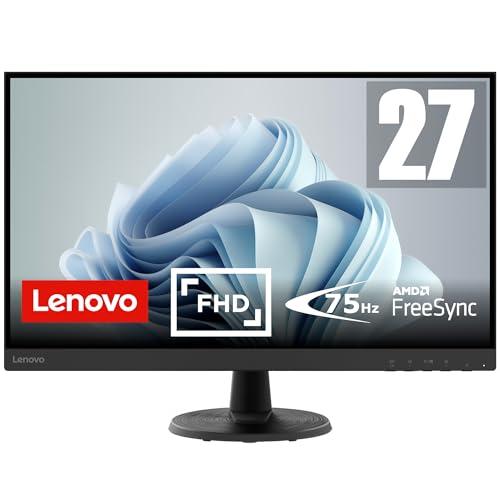 Lenovo D27-45 Monitor - Display 27 pollici FullHD (1920 x 1080, VA, Bordi Ultrasottili, AMD FreeSync, 4ms, 75Hz, Cavo HDMI, Input HDMI + VGA) - Raven Black - Esclusiva Amazon