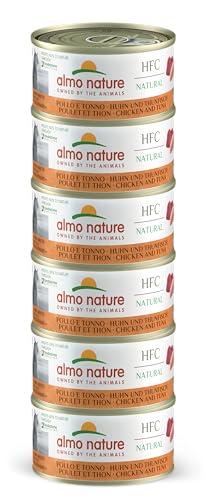 Almo Nature HFC Natural Megapack, Alimento Umido per Gatti - Pollo e Tonno - (6 Lattine da 70 g)