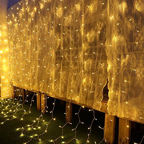 CREASHINE Luce per tende per finestre Luci per display a LED Stringa di fata con telecomando Cavo per appendere Decorazioni natalizie