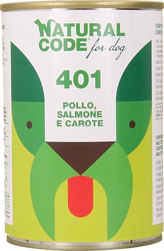 NATURAL CODE 401 POLLO, SALMONE E CAROTE FOR DOG - 6 SCATOLETTE DA GR.400