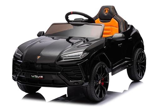 Macchina Elettrica per Bambini Lamborghini Urus 12v Full Optional con Sedile in Pelle e Tappetini - Auto Elettrica per Bambini con Telecomando (Nero)