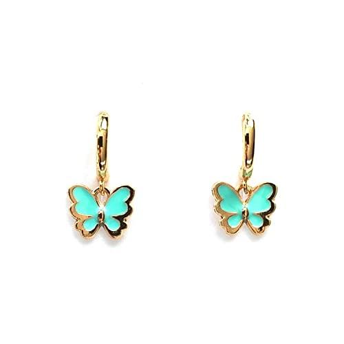 Orecchini Placcati in Oro con Farfalle Colorate - Orecchini da Ragazza con Ciondolo a forma di Farfalla - Perfetti come Regalo -Butterflies