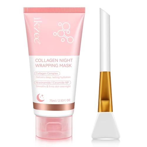 Collagen Night Wrapping Mask, Maschera al Collagene Viso Coreana Maschera Viso Peel Off per Migliorare L'elasticità Della Pelle, Idratare, Levigare eRassodare Durante la Notte