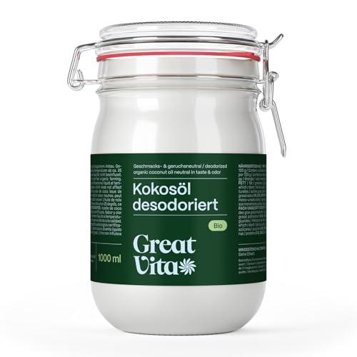 MeaVita Olio di Cocco Meavita, Insapore (Deodorato), Confezione da 1 (1X 1000 Ml) in Un Barattolo da Stiro - 1000 ml