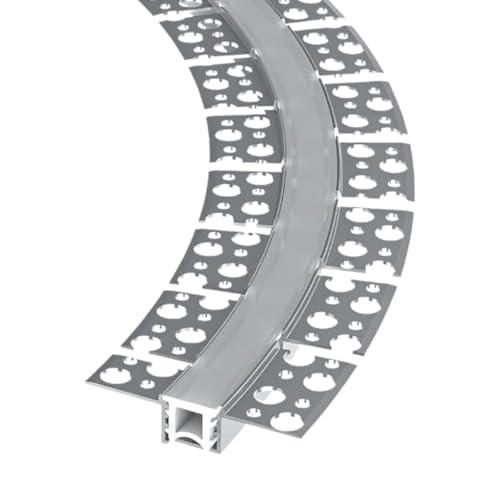 Evotrade – Profilo LED Flessibile in Alluminio per Cartongesso a Scomparsa Lunghezza 2 Metri + Cover Luce Continua - per Strisce Led Max 12,5mm - per Interni (Profilo Flex + cover)